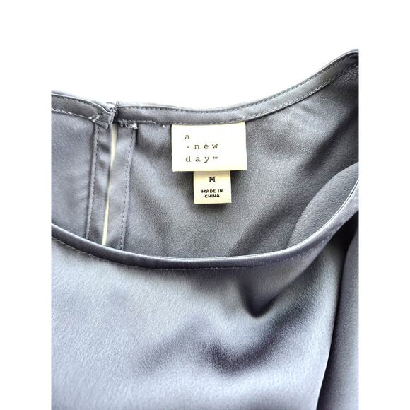 A New Day Dress Med Gray Midi Sleeveless Gathered Cocktail Wedding Guest Holiday - Picture 4 of 8